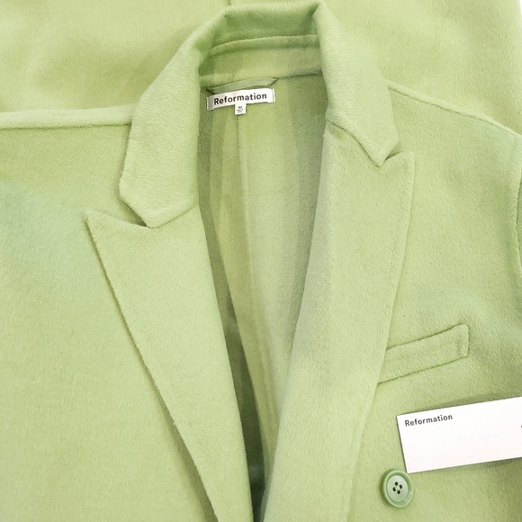 Reformation Sustainable Hayden Green Double Breasted Long Wool Coat - Picture 6 of 16